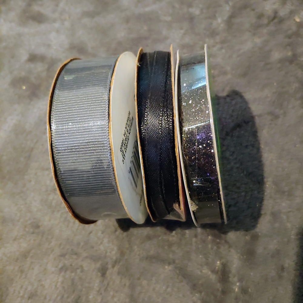 Ribbon Trio * 3x Ribbons * Black * Gray * Glitter Black * Arts & Crafts Supplies
